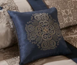 Perry Navy & Brown Medallion Jacquard King 7-Piece Comforter Set -Hoover Sales Store 810590784 810590783 810590782 5