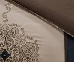 Perry Navy & Brown Medallion Jacquard King 7-Piece Comforter Set -Hoover Sales Store 810590784 810590783 810590782 7
