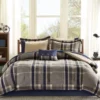 Rick Navy & Beige Crisscross Queen 9-Piece Comforter Set