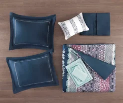 Blaire Navy & Aqua Boho Medallion Queen 10-Piece Comforter Set -Hoover Sales Store 810590802 810590801 810590800 810590799 5 1