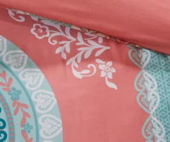 Blaire Coral & Aqua Boho Medallion Twin 8-Piece Comforter Set -Hoover Sales Store 810590806 810590805 810590804 810590803 11 1