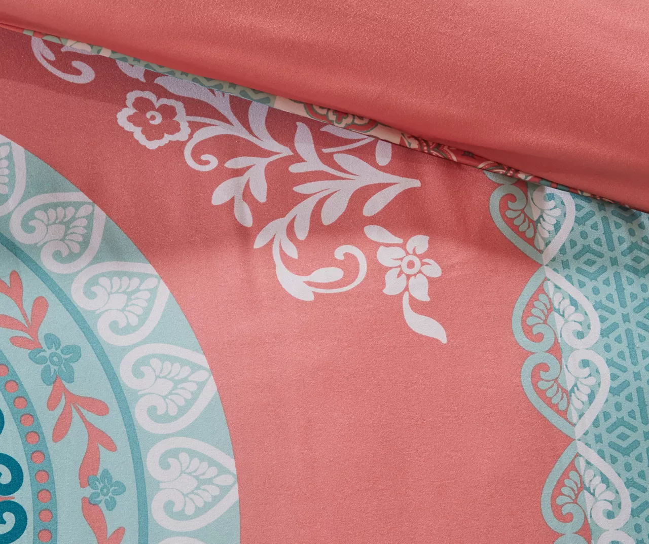 Blaire Coral & Aqua Boho Medallion Twin XL 8-Piece Comforter Set 11 Blaire Coral & Aqua Boho Medallion Twin XL 8-Piece Comforter Set - Image 11