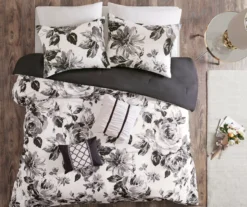 Hannah White & Black Floral King/California King 5-Piece Comforter Set -Hoover Sales Store 810590812 810590811 810590810 3