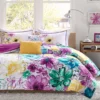 Skye White & Purple Floral King/California King 5-Piece Comforter Set