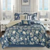 Bedford Blue & White Coastal Cotton Sateen Queen 7-Piece Comforter Set
