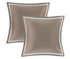 Eliot Tan & Beige Damask Jacquard Queen 8-Piece Comforter Set -Hoover Sales Store 810590840 810590839 810590838 3