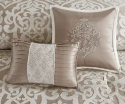 Eliot Tan & Beige Damask Jacquard Queen 8-Piece Comforter Set -Hoover Sales Store 810590840 810590839 810590838 6