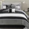 Burnett Gray & Black Color Block Pintuck Queen 7-Piece Comforter Set