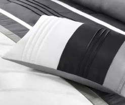 Burnett Gray & Black Color Block Pintuck Queen 7-Piece Comforter Set -Hoover Sales Store 810590857 810590856 810590855 4