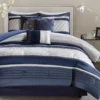 Burnett Navy & White Color Block Pintuck California King 7-Piece Comforter Set