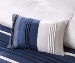 Burnett Navy & White Color Block Pintuck Queen 7-Piece Comforter Set -Hoover Sales Store 810590860 810590859 810590858 5 1