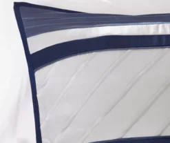 Burnett Navy & White Color Block Pintuck Queen 7-Piece Comforter Set -Hoover Sales Store 810590860 810590859 810590858 6 1
