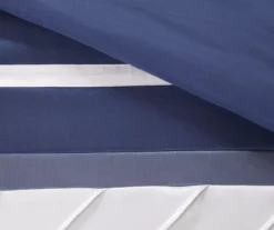 Burnett Navy & White Color Block Pintuck Queen 7-Piece Comforter Set -Hoover Sales Store 810590860 810590859 810590858 7 1