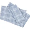 Blue & White Grid Plaid King 4-Piece Microfiber Sheet Set