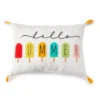 "Hello Summer" White & Multi-Color Ice Pop Rectangle Throw Pillow