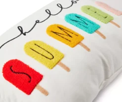 "Hello Summer" White & Multi-Color Ice Pop Rectangle Throw Pillow -Hoover Sales Store 810594419 A8 2