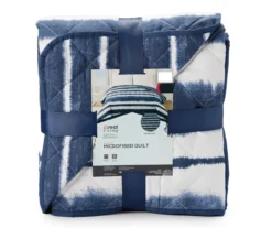 Real Living Grecian Getaway Navy & White Tie-Dye Stripe Reversible Microfiber Quilt -Hoover Sales Store 810595669 1 A8