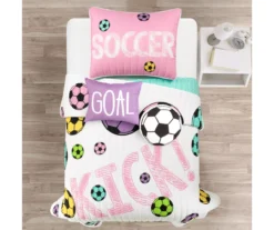 Lush Decor "Soccer" White, Turquoise & Pink Reversible Quilt Set 18 Lush Decor "Soccer" White, Turquoise & Pink Reversible Quilt Set -Hoover Sales Store 810595758 1