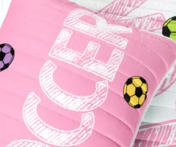 Lush Decor "Soccer" White, Turquoise & Pink Reversible Quilt Set 20 Lush Decor "Soccer" White, Turquoise & Pink Reversible Quilt Set -Hoover Sales Store 810595758 3
