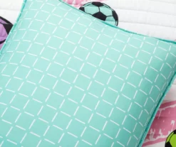Lush Decor "Soccer" White, Turquoise & Pink Reversible Quilt Set 21 Lush Decor "Soccer" White, Turquoise & Pink Reversible Quilt Set -Hoover Sales Store 810595758 4