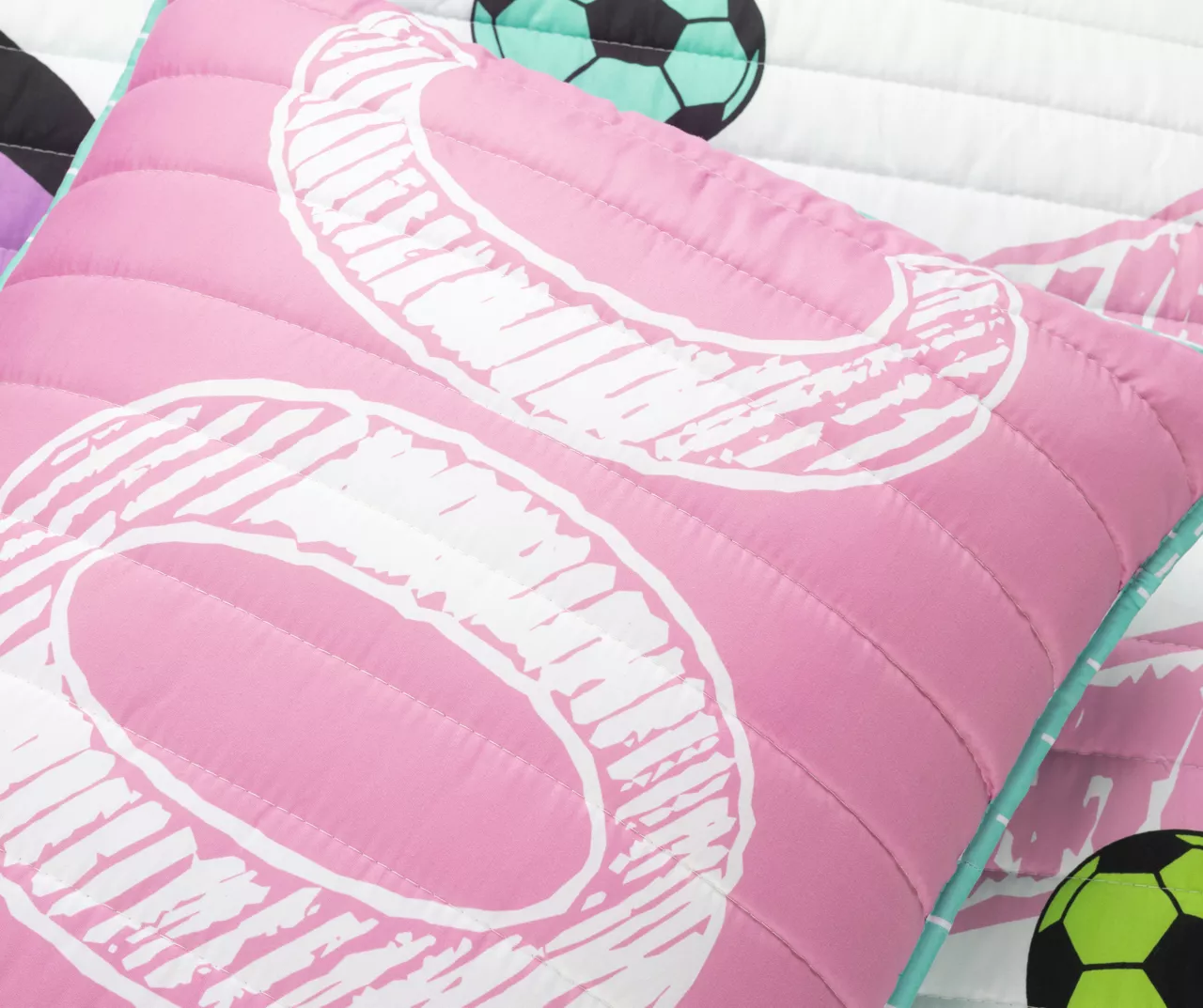 Lush Decor "Soccer" White, Turquoise & Pink Reversible Quilt Set 12 Lush Decor "Soccer" White, Turquoise & Pink Reversible Quilt Set - Image 12