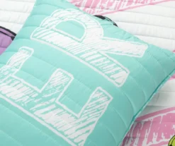 Lush Decor "Soccer" White, Turquoise & Pink Reversible Quilt Set 28 Lush Decor "Soccer" White, Turquoise & Pink Reversible Quilt Set -Hoover Sales Store 810595759 4