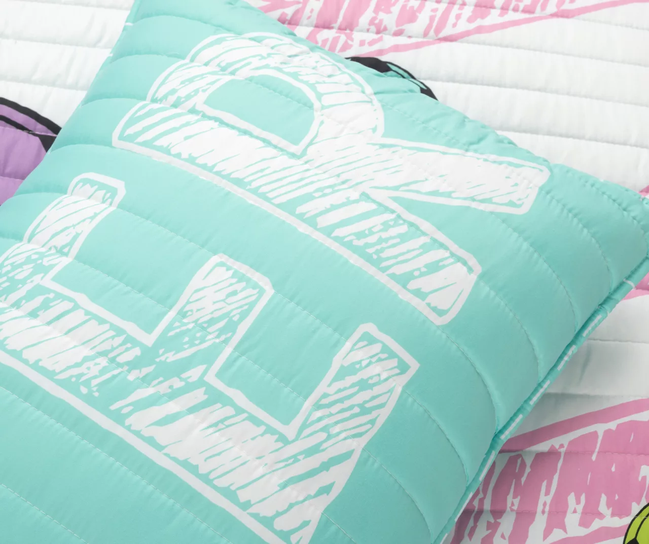 Lush Decor "Soccer" White, Turquoise & Pink Reversible Quilt Set 13 Lush Decor "Soccer" White, Turquoise & Pink Reversible Quilt Set - Image 13