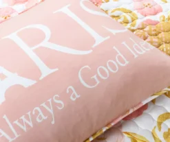 Lush Decor Blush & Gold Watercolor Rose Reversible Quilt Set -Hoover Sales Store 810595926 5