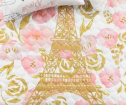 Lush Decor Blush & Gold Watercolor Rose Reversible Quilt Set -Hoover Sales Store 810595927 2