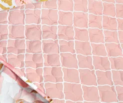 Lush Decor Blush & Gold Watercolor Rose Reversible Quilt Set -Hoover Sales Store 810595927 3