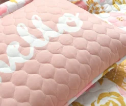 Lush Decor Blush & Gold Watercolor Rose Reversible Quilt Set -Hoover Sales Store 810595927 6