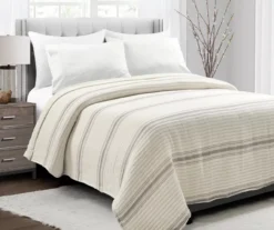 Lush Decor Farmhouse Stripe Quilted Coverlet -Hoover Sales Store 810595940