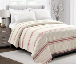 Lush Decor Farmhouse Stripe Quilted Coverlet -Hoover Sales Store 810595943