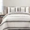 Farmhouse White & Black Stripe Reversible Full/Queen 3-Piece Quilt Set