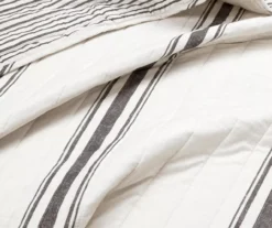 Farmhouse White & Black Stripe Reversible Full/Queen 3-Piece Quilt Set 12 Farmhouse White & Black Stripe Reversible Full/Queen 3-Piece Quilt Set -Hoover Sales Store 810595946 3