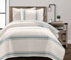 Lush Decor Farmhouse Stripe Reversible Twin XL 2-Piece Quilt Set