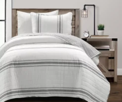 Lush Decor Farmhouse Stripe Reversible Twin XL 2-Piece Quilt Set -Hoover Sales Store 810595949