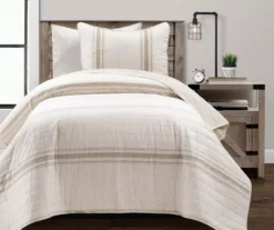 Lush Decor Farmhouse Stripe Reversible Twin XL 2-Piece Quilt Set -Hoover Sales Store 810595954