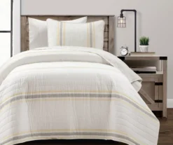 Lush Decor Farmhouse Stripe Reversible Twin XL 2-Piece Quilt Set -Hoover Sales Store 810595957
