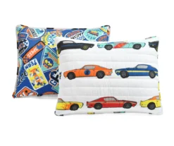 White Multi-Color Race Cars Reversible Full/Queen 3-Piece Quilt Set -Hoover Sales Store 810595977 6