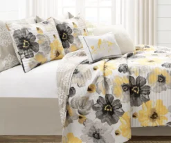 Lush Decor Leah Yellow & Gray Floral Reversible Quilt Set -Hoover Sales Store 810595998 1