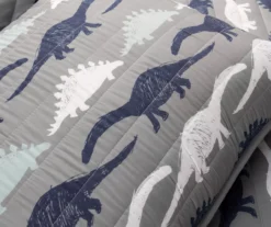 Navy & Gray Dinosaur Reversible Twin 2-Piece Quilt Set -Hoover Sales Store 810596002 3