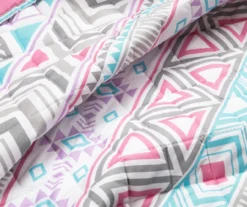 Lush Decor Pink & Turquoise Geometric Stripe Reversible Quilt Set -Hoover Sales Store 810596003 2