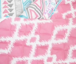 Lush Decor Pink & Turquoise Geometric Stripe Reversible Quilt Set -Hoover Sales Store 810596003 3