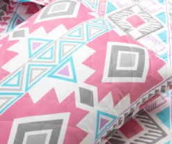 Lush Decor Pink & Turquoise Geometric Stripe Reversible Quilt Set -Hoover Sales Store 810596003 4
