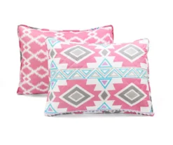 Lush Decor Pink & Turquoise Geometric Stripe Reversible Quilt Set -Hoover Sales Store 810596003 6