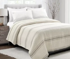 Lush Decor Farmhouse Stripe Quilted Coverlet -Hoover Sales Store 810596007