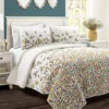 Lush Decor White & Multi-Color Boho Leaf Reversible Quilt Set