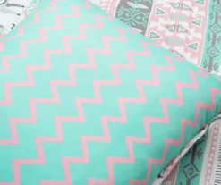 Pink & Aqua Boho Llama Reversible Full/Queen 3-Piece Quilt Set -Hoover Sales Store 810596019 5 1