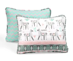 Lush Decor Pink & Aqua Boho Llama Reversible Quilt Set -Hoover Sales Store 810596019 6